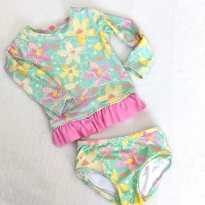 Ruffle Butts long sleeve rash guard girls floral SPF